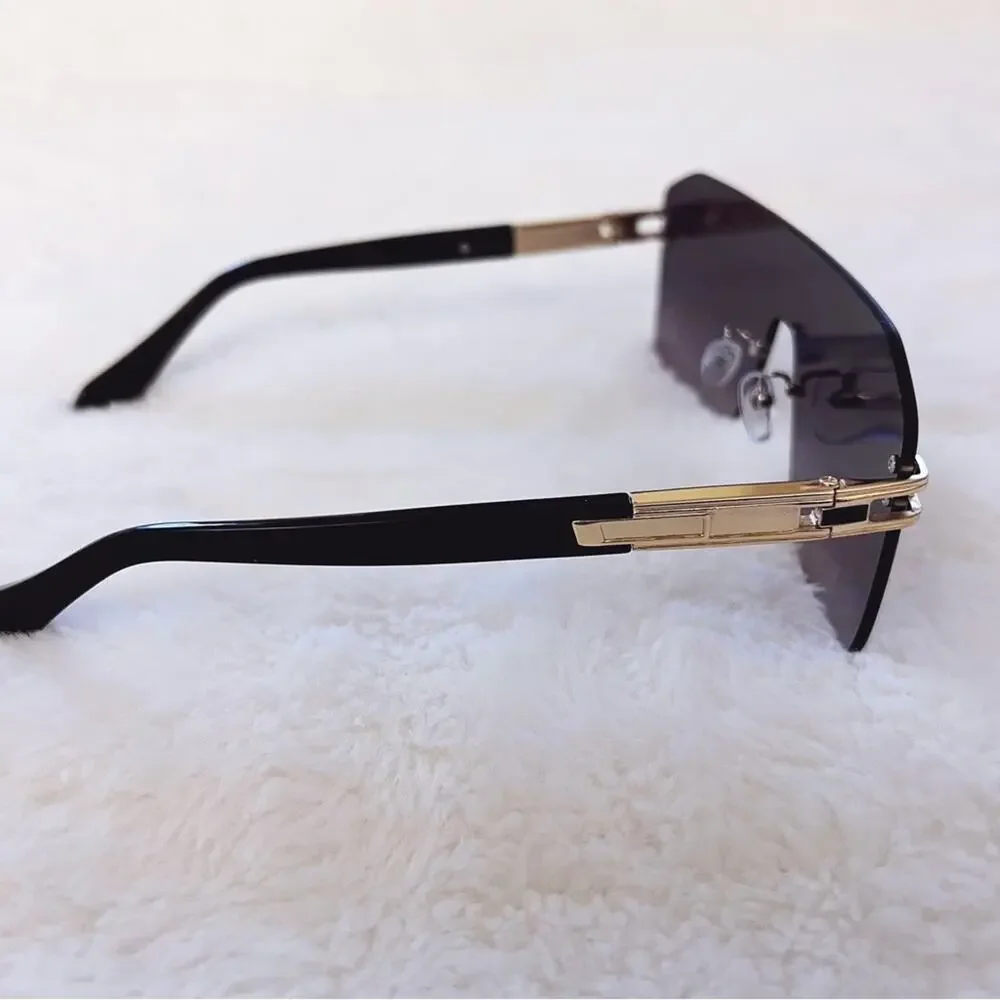 Sadie Black Oversized Rimless Flat-Top Sunglasses